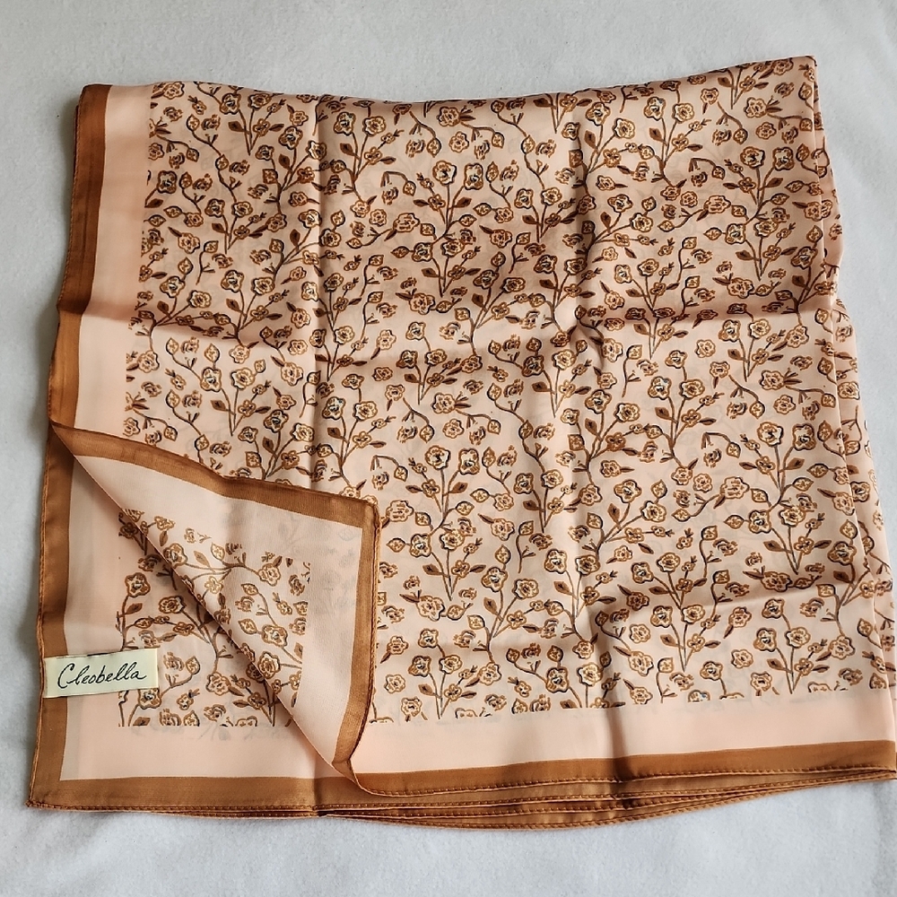 Cleobella Floral Print Scarf in Brown and Cream